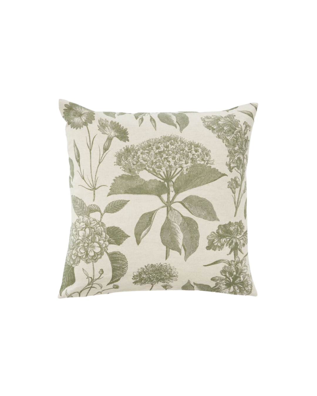 Patterned Cushion Cover - Khaki/green floral