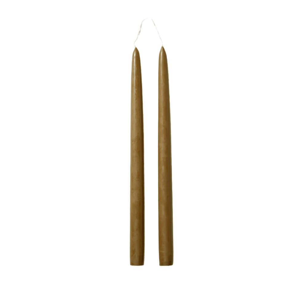 OLIVE TAPER CANDLES SET OF 2