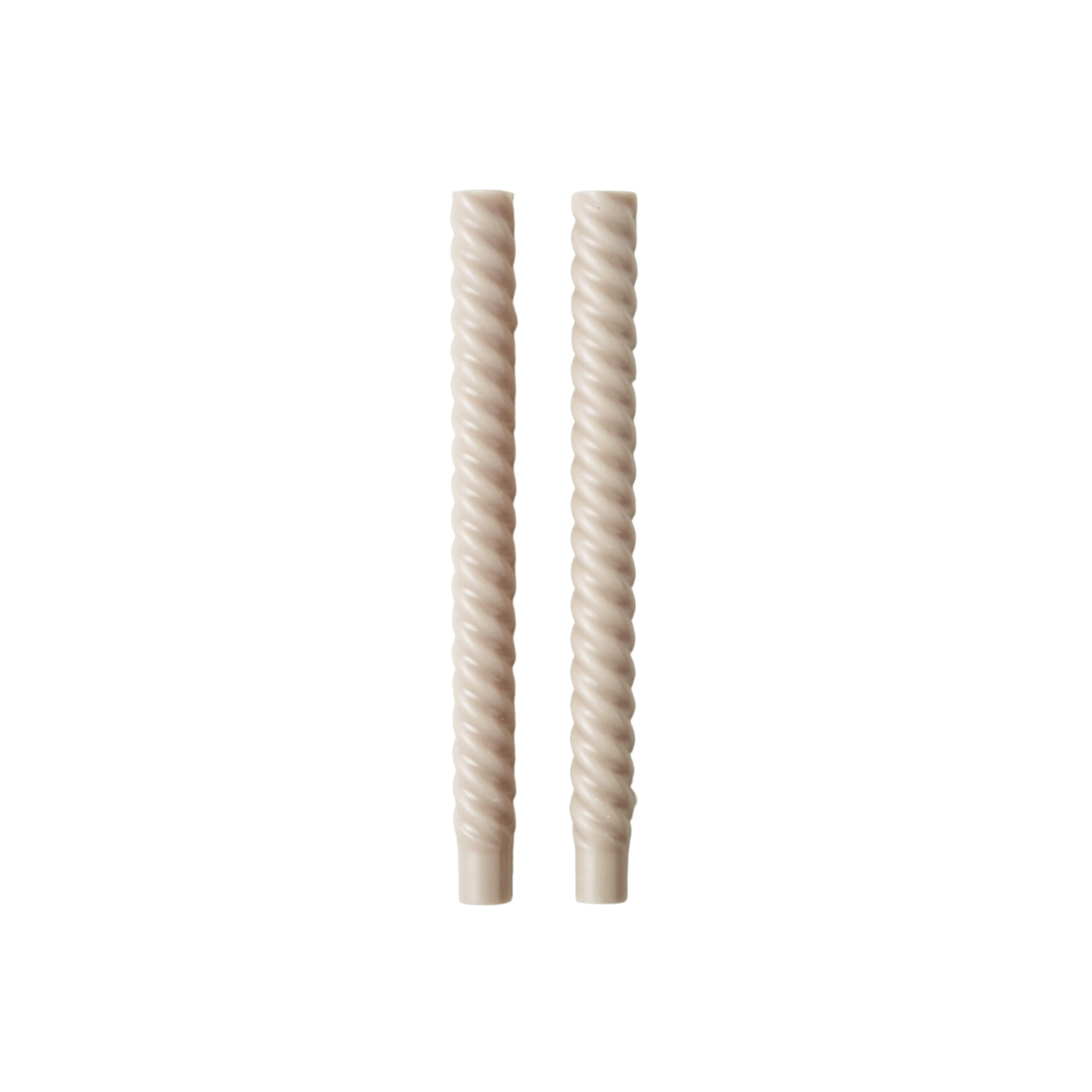 Light Grey Twisted Taper Candles Set of 2 + Reviews | CB2