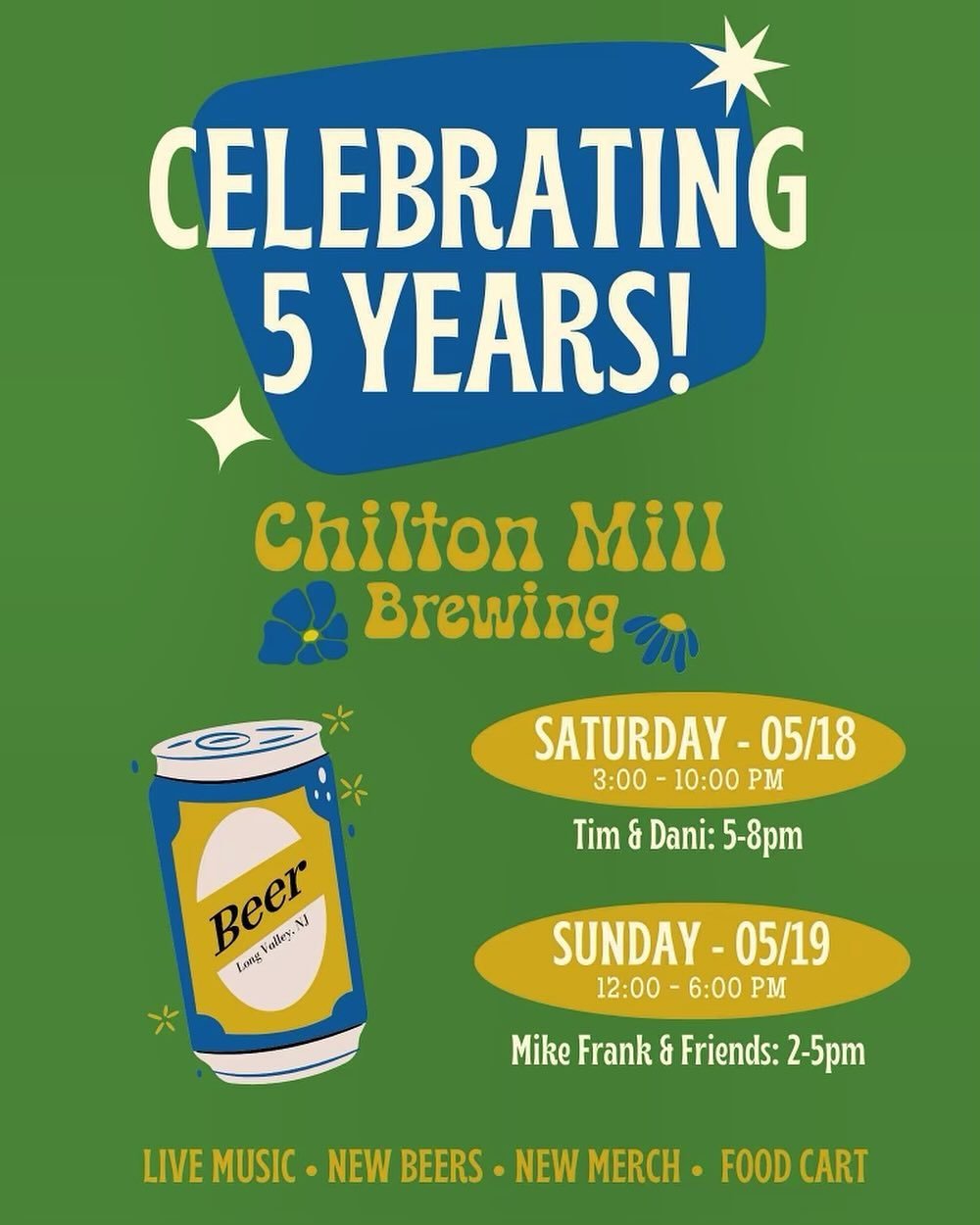 Come celebrate 5 Years of great beers with us!

New Beer Releases - Live Music - New Merch - Food Cart

This two day event kicks off on Saturday, May 18th from 3-10pm with live music by Tim &amp; Dani @daniellafish from 5-8pm. The celebration will co