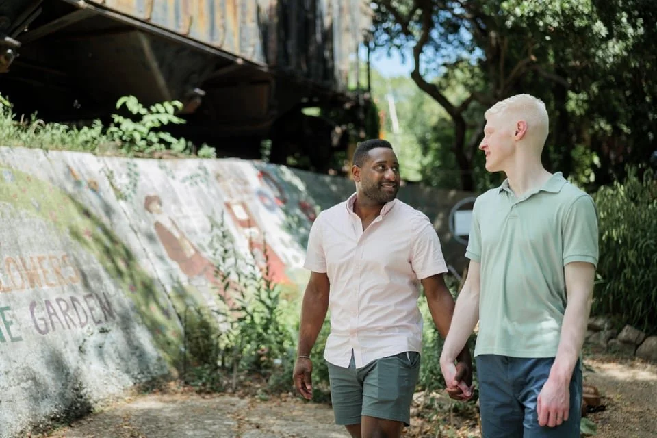 Romantic Gay Engagement Photos at McGill Rose Garden in Charlotte, NC