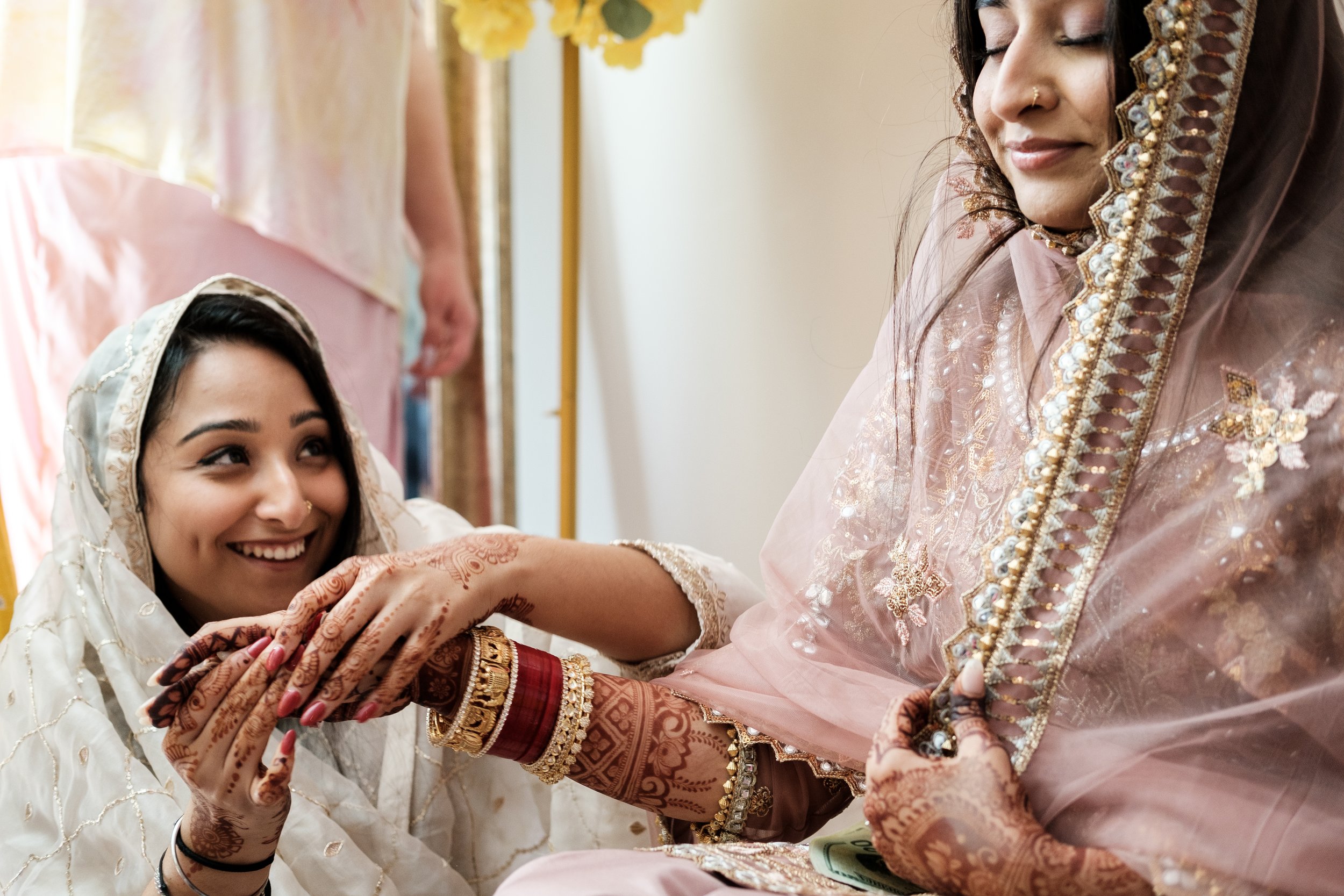 Bride during her Haldi and Choora wedding ceremony