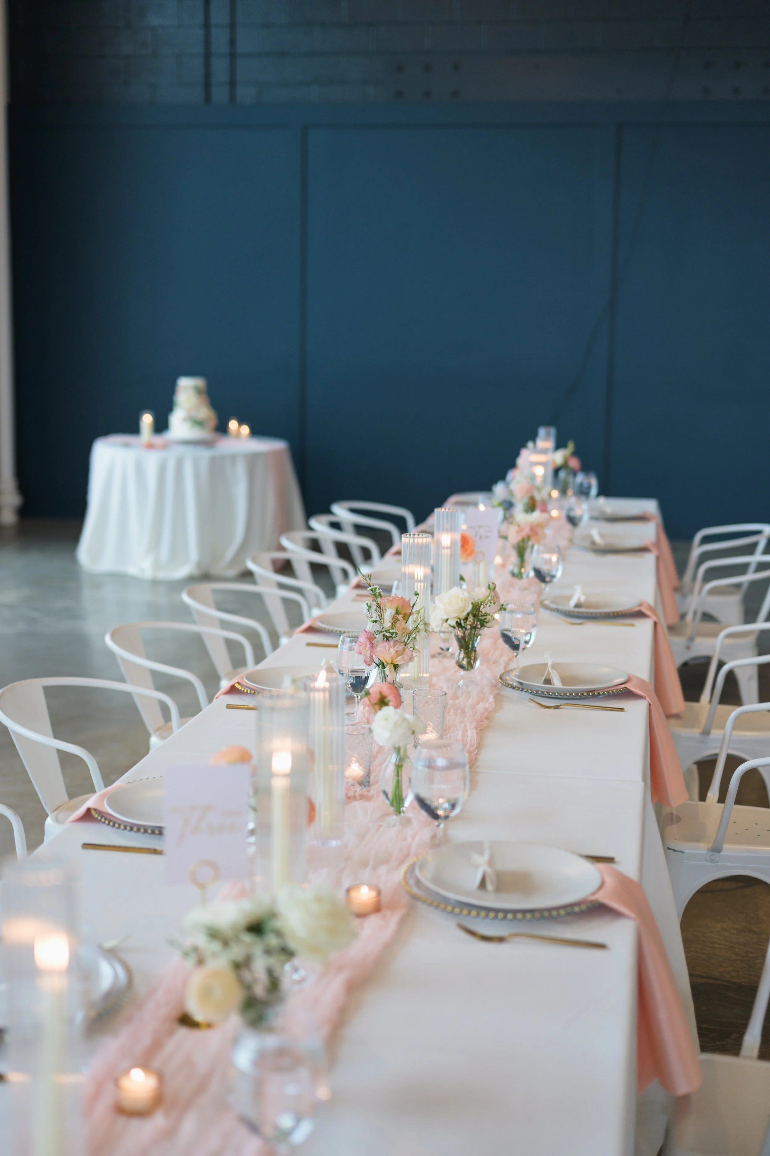 Wedding tables at Pine venue in NoDa, Charlotte