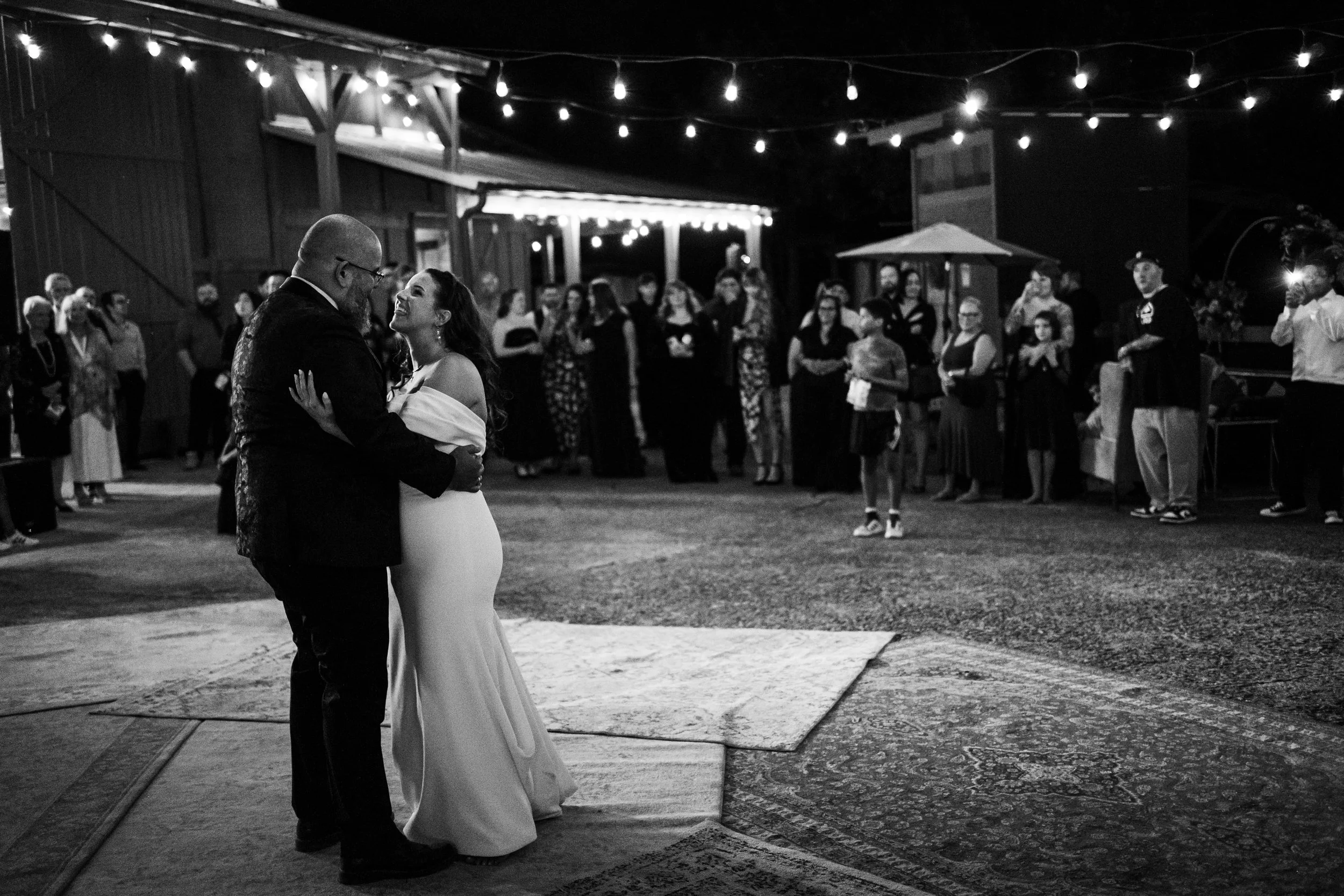 bride and groom first dance at The 1932 Barn by Brandon Pickett Photography