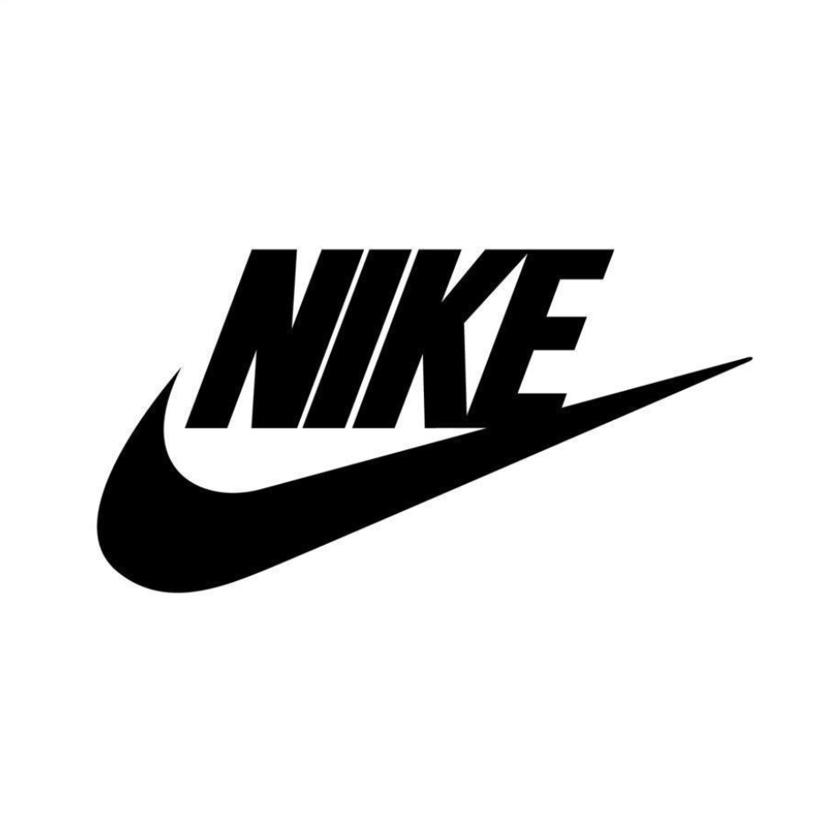 Nike logo with the word "NIKE" above the swoosh symbol, in black.
