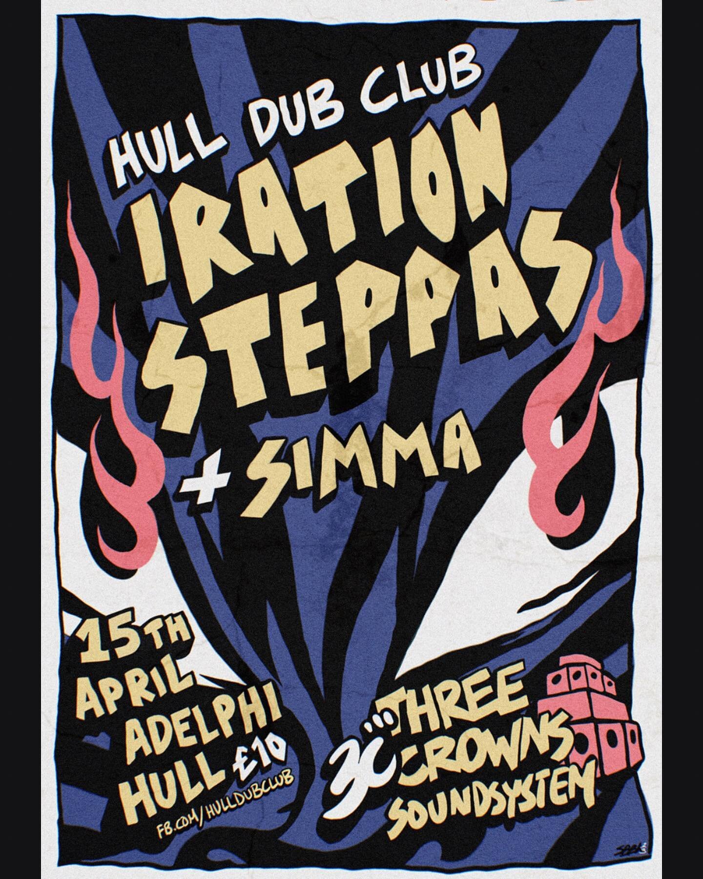 Iration Steppas play Hull Dub Club!

Coming 15th April 2023, with warm up selection from @simmadub and powered by @threecrownssound 

Tickets &pound;10 via Skiddle

Art by @sbbkbbsodddoss 

#hulldubclub