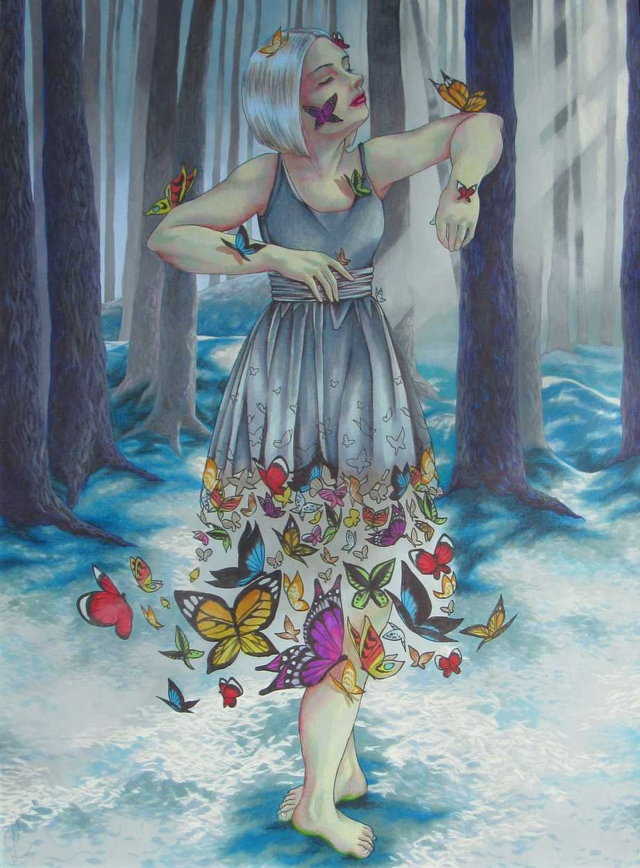 "Unraveling" Marker and Colored Pencil on Paper, 2017, 18 x 24 inches (45.72 x 60.96 cm)