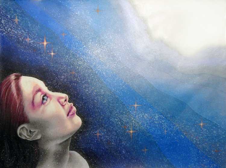 "Space Between Us" Mixed Media on Paper, 2019, 24 x 18 inches (60.96 x 45.72 cm)