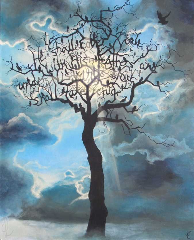 "Psalm 91:4" Acrylic on Canvas, 2017, 24 x 30 inches (60.96 x 76.2 cm)