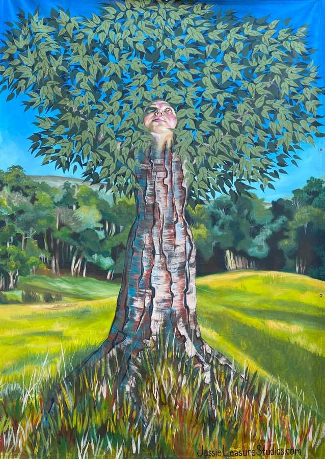 "Roots that Run Deep" Acrylic on Canvas, 2022, 5 x 7 feet (2.1 x 1.58 meters)