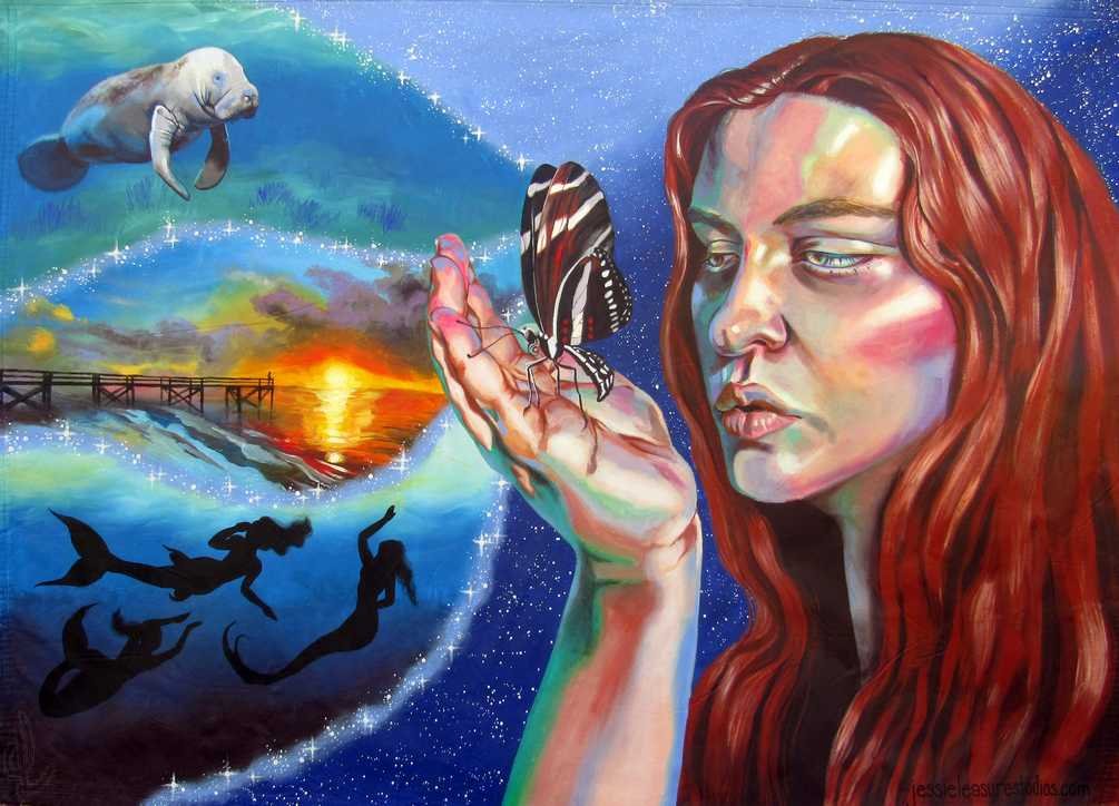 "Place of Dreams" Acrylic on Canvas, 2022, 7 x 5 feet (1.58 x 2.1 meters)