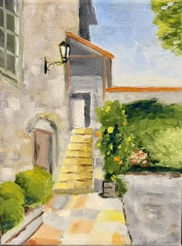 Chablis Chateau, 9 x 12, Oil on Canvas, Framed