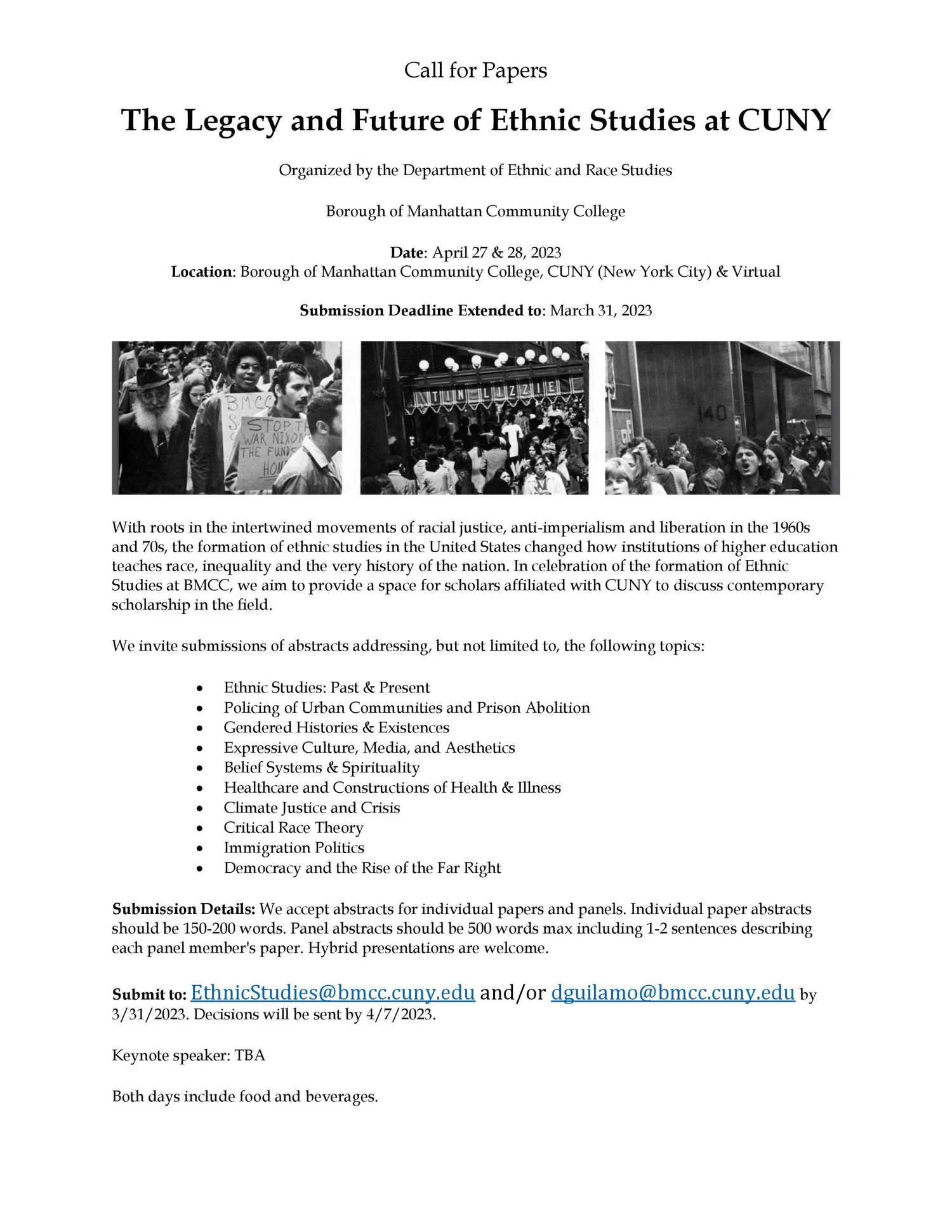 Call for Papers: The Legacy and Future of Ethnic Studies at CUNY ...