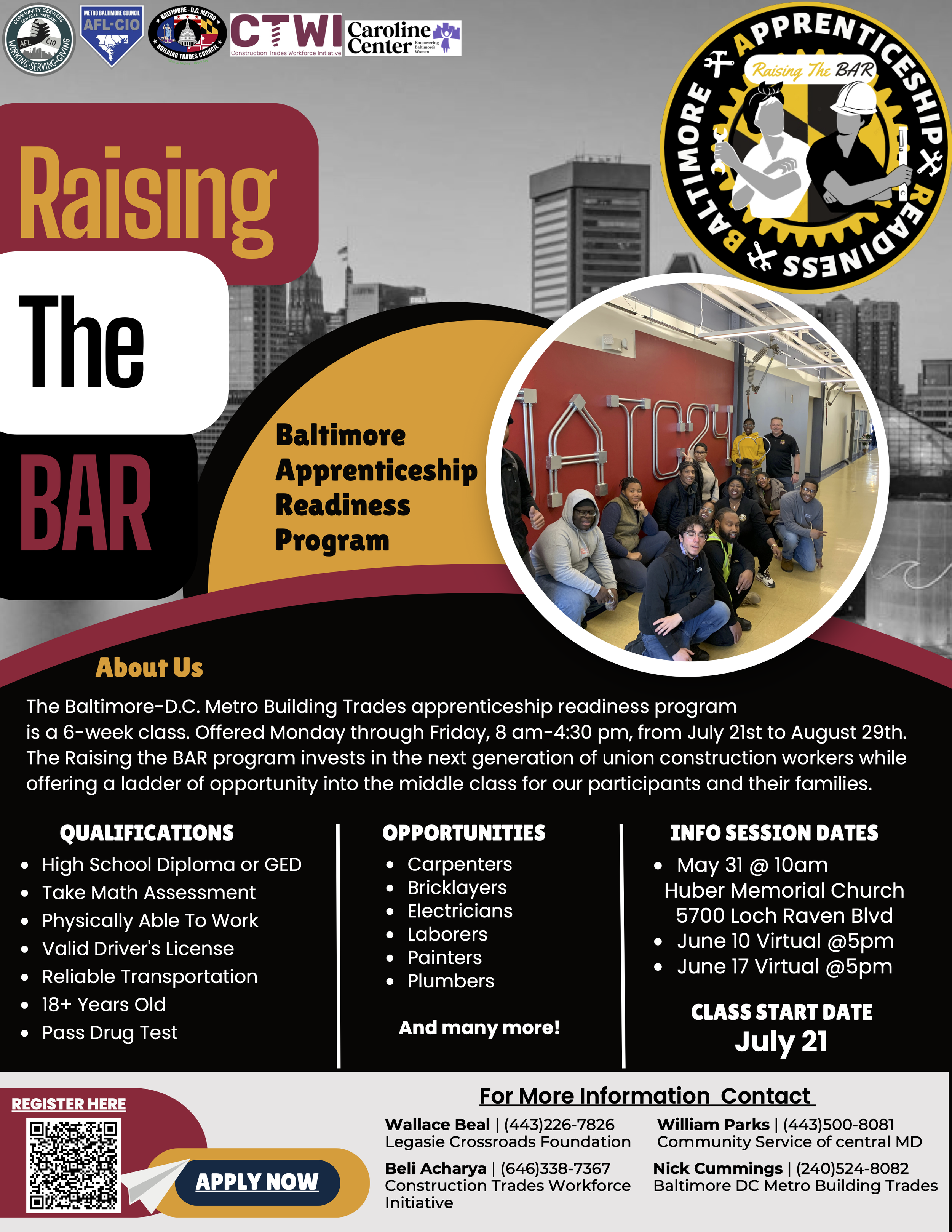 Raising the BAR Apprenticeship Program — Baltimore CONNECT