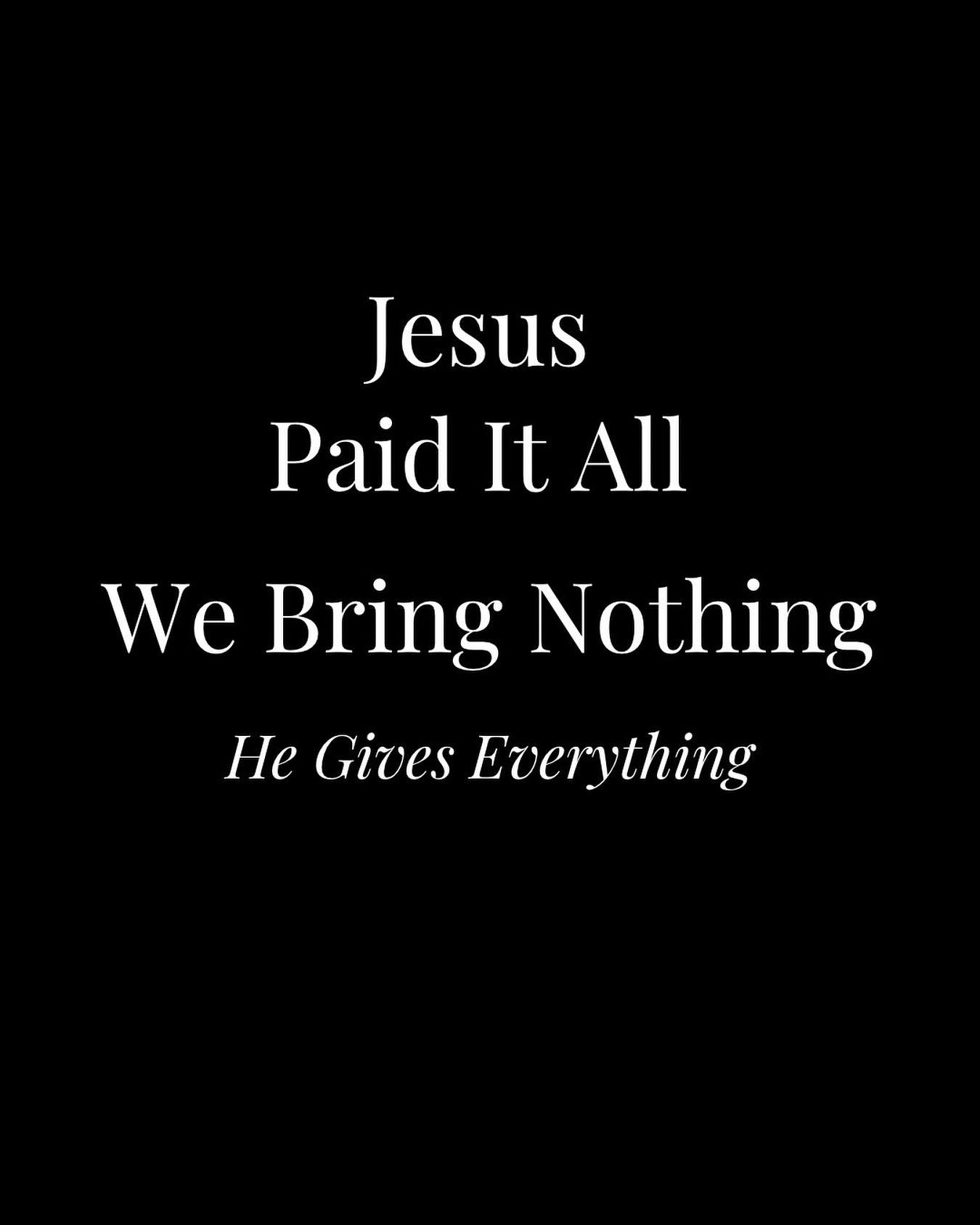 We don&rsquo;t earn salvation by what we do.

No amount of striving, goodness, or effort can save us.
Jesus paid it all.

We bring nothing. He gives everything.

&ldquo;For it is by grace you have been saved, through faith&mdash;and this is not from 