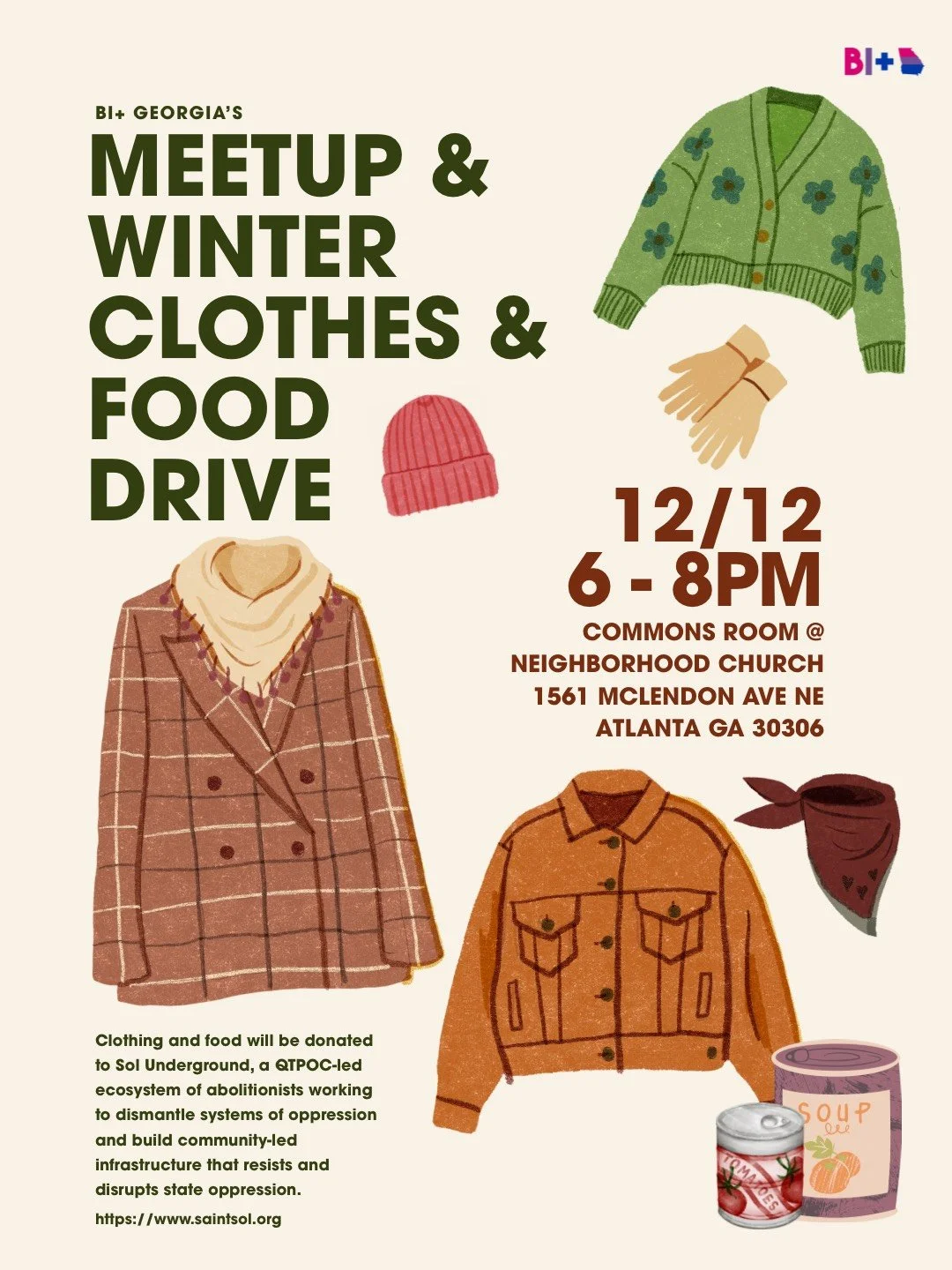 Bi+ Georgia's Meetup and Winter Clothes and Food Drive