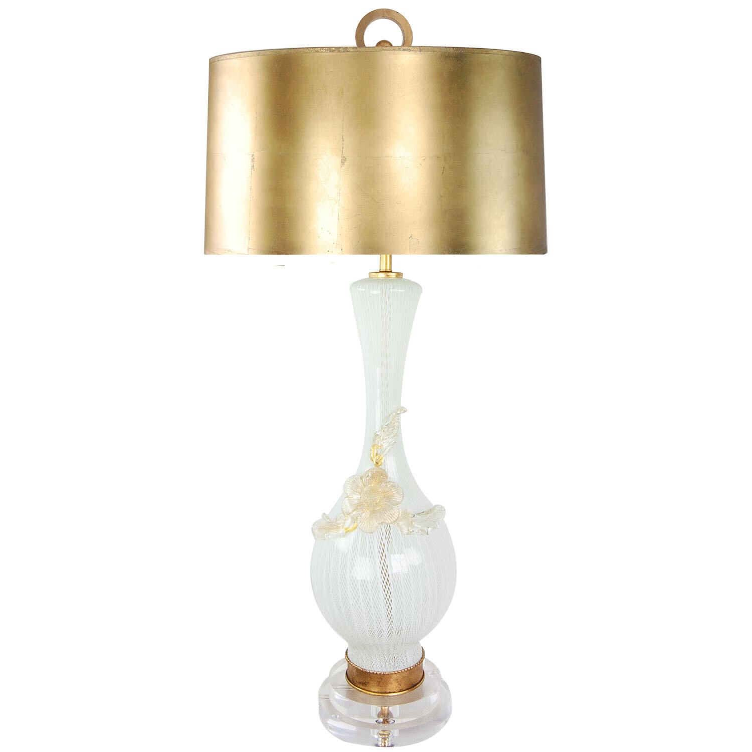 Single White Murano Latticino Glass Lamp