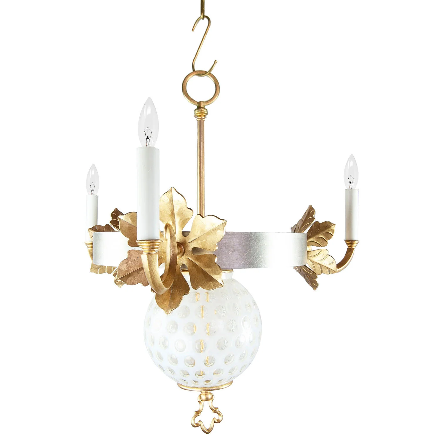 Mia Chandelier with White Vintage Coin Dot Glass