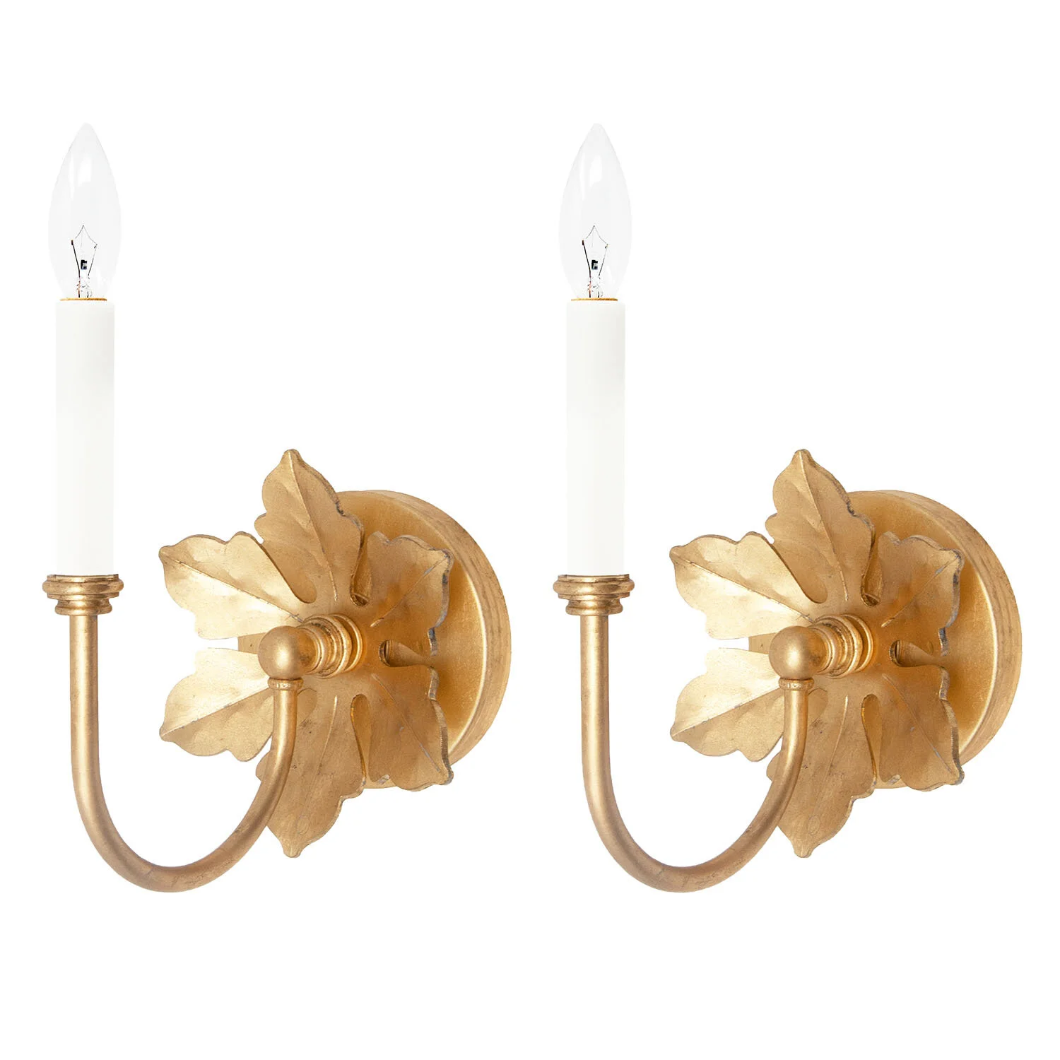 Pair of Gold Gilt Flower Sconces