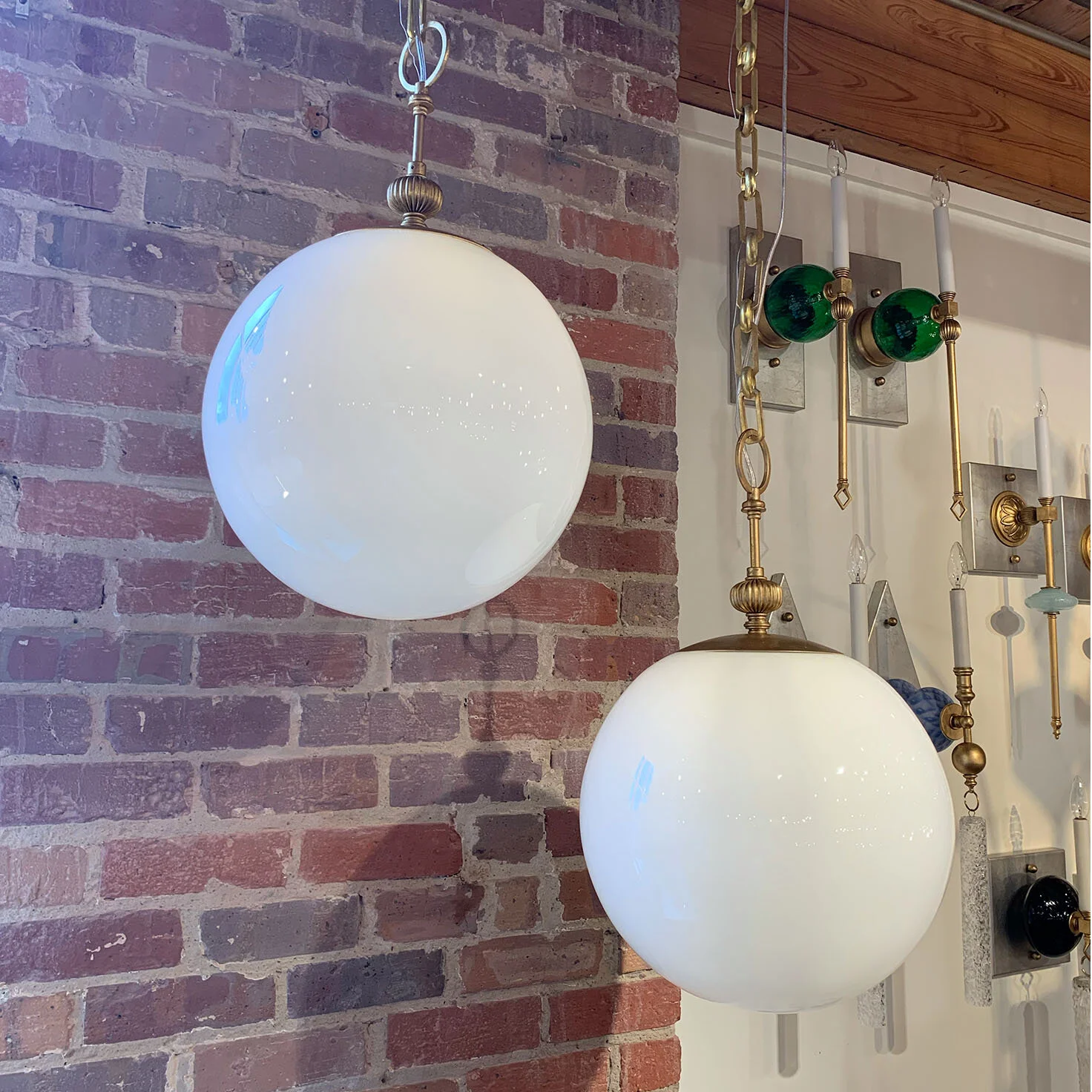 White Glass Globe Pendants