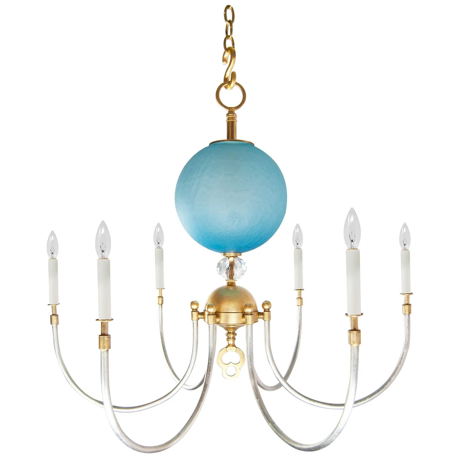 Jane Chandelier with Vintage Blue Murano Glass
