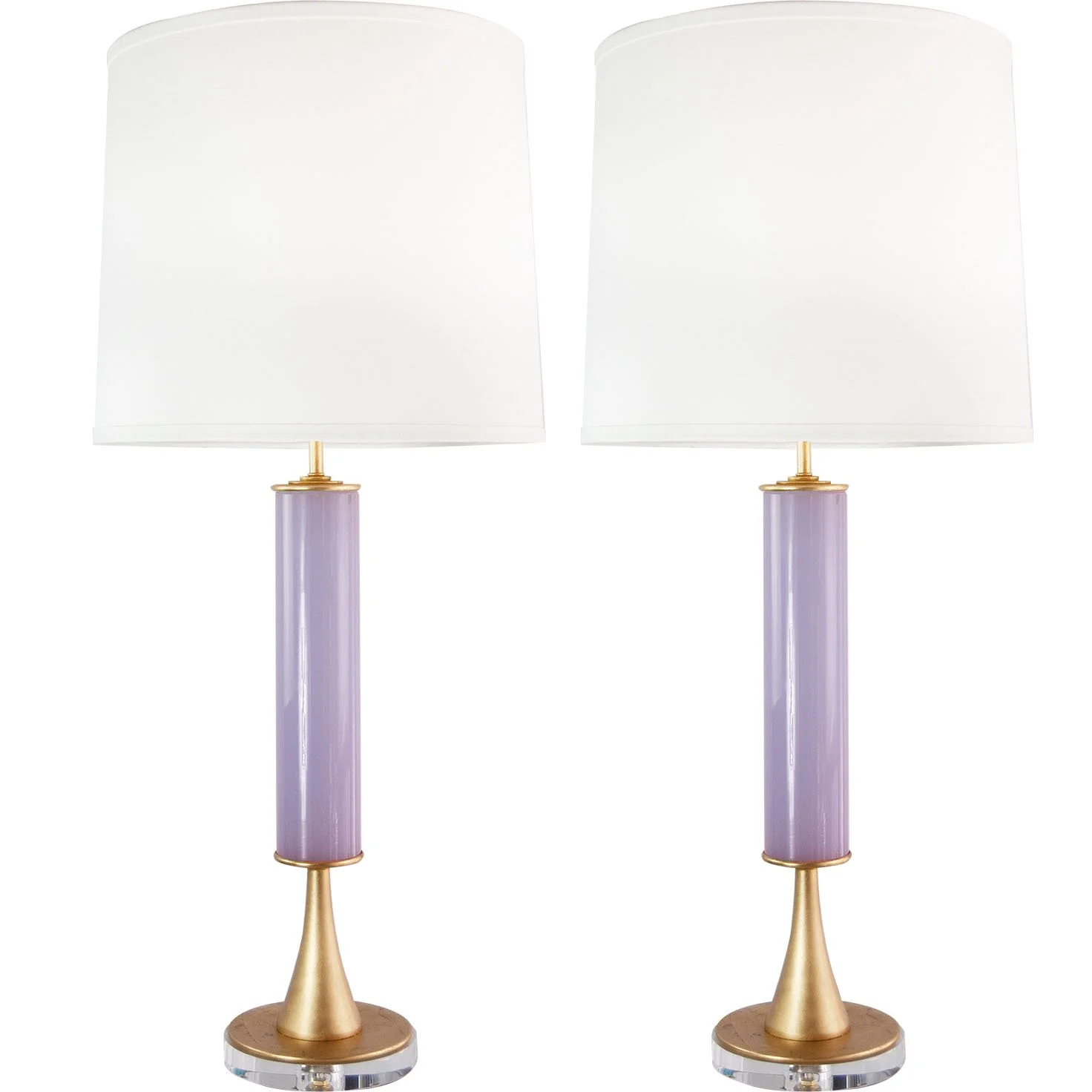 Pair of Vintage Lavender Murano Lamps
