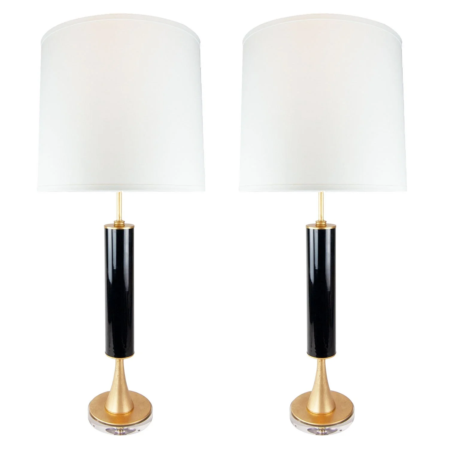 Pair of Vintage Black Murano Lamps