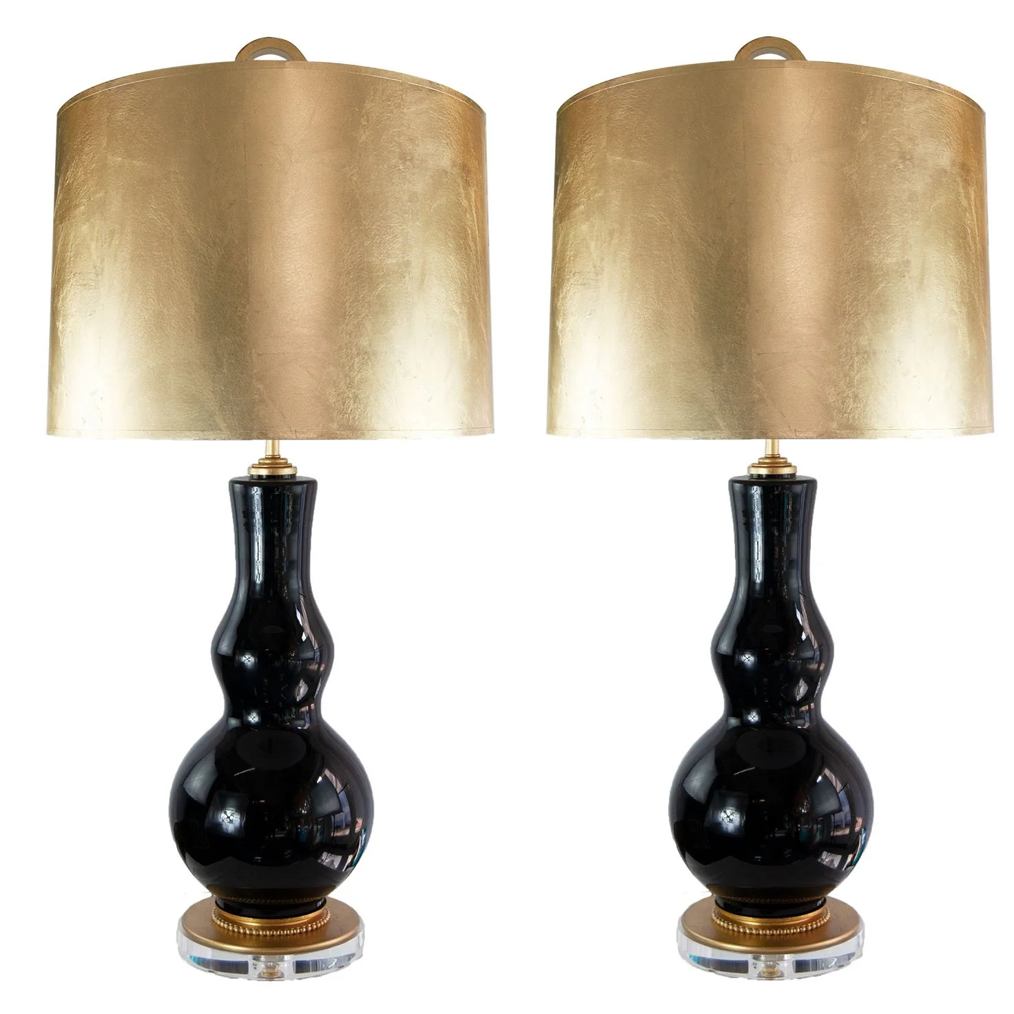 Pair of Vintage Black Murano Lamps