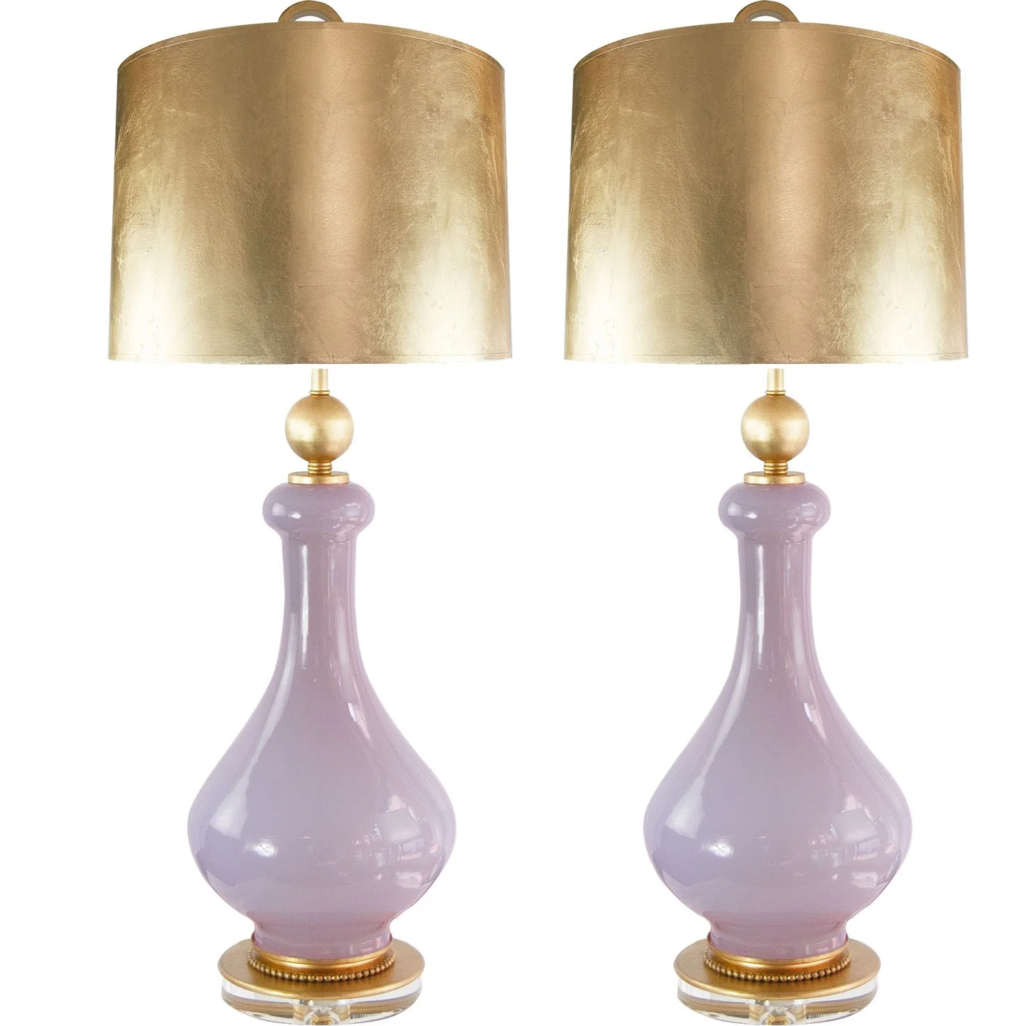 Pair of Vintage Lavender Murano Lamps