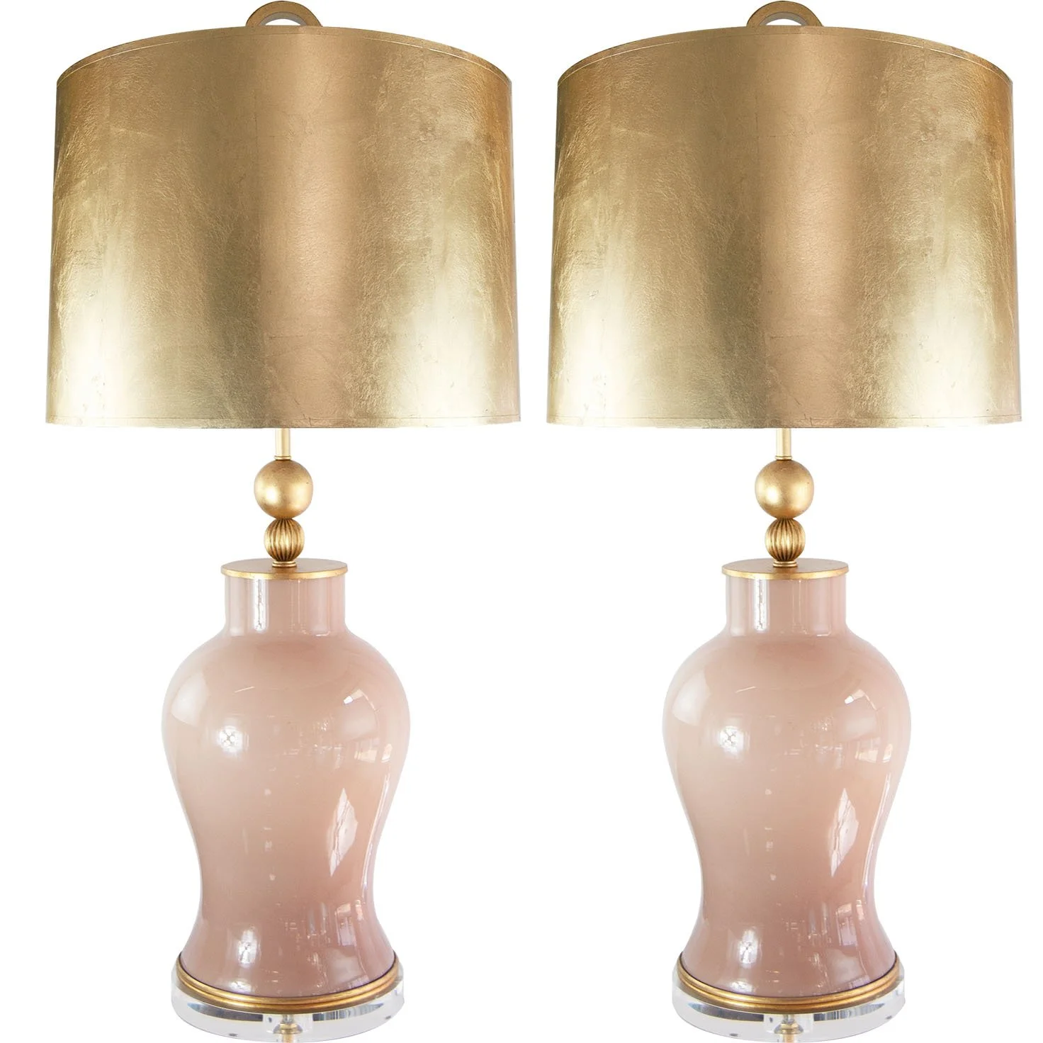 Pair of Vintage Light Mauve Murano Lamps