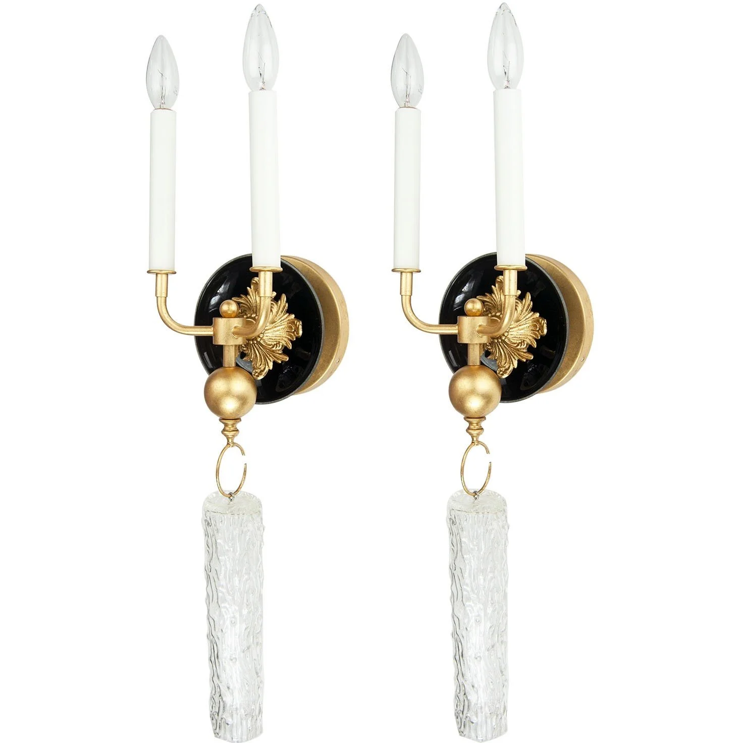 Pair of Vintage Black Murano Glass Sconces