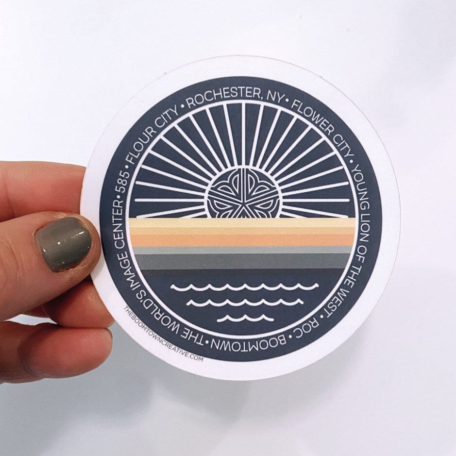 One of the most requested designs is now on a sticker! ☀️ The ROC Rising Sun design showcases our city&rsquo;s logo surrounded by some of it&rsquo;s beloved nicknames. Even in the darkness, Rochester continues to shine bright. ✨ Look for the helpers,