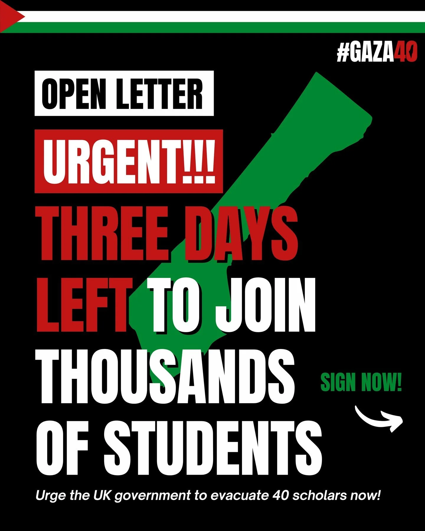 🚨URGENT OPEN LETTER: ONLY 3 DAYS LEFT TO DEMAND JUSTICE FOR PALESTINIAN STUDENTS NOW🚨
Time is of the essence - if 40+ Palestinian students with full scholarships to UK universities are not evacuated from Gaza now, not only will their academic dre