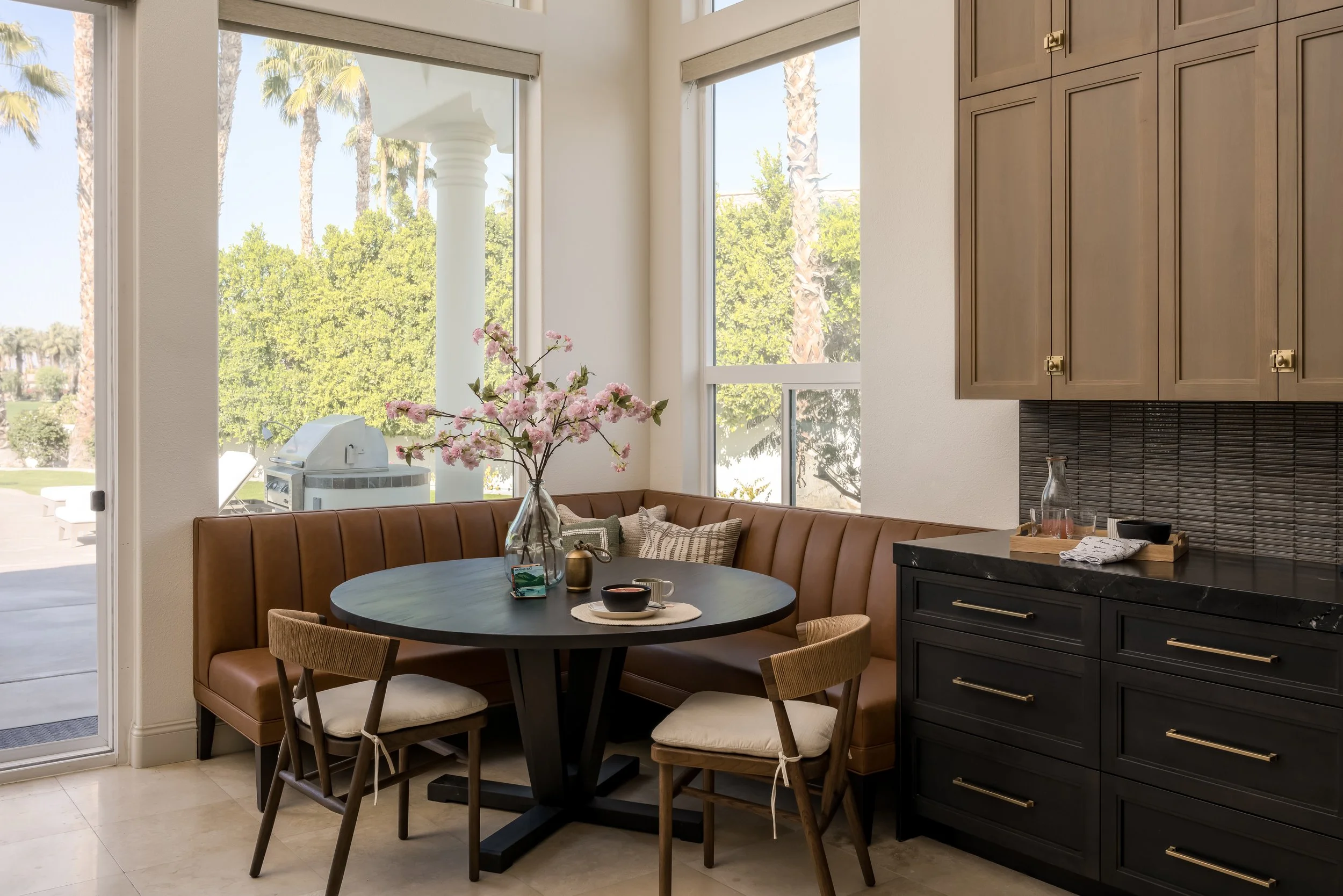 Rancho La Quinta kitchen dining area with custom banquette seating