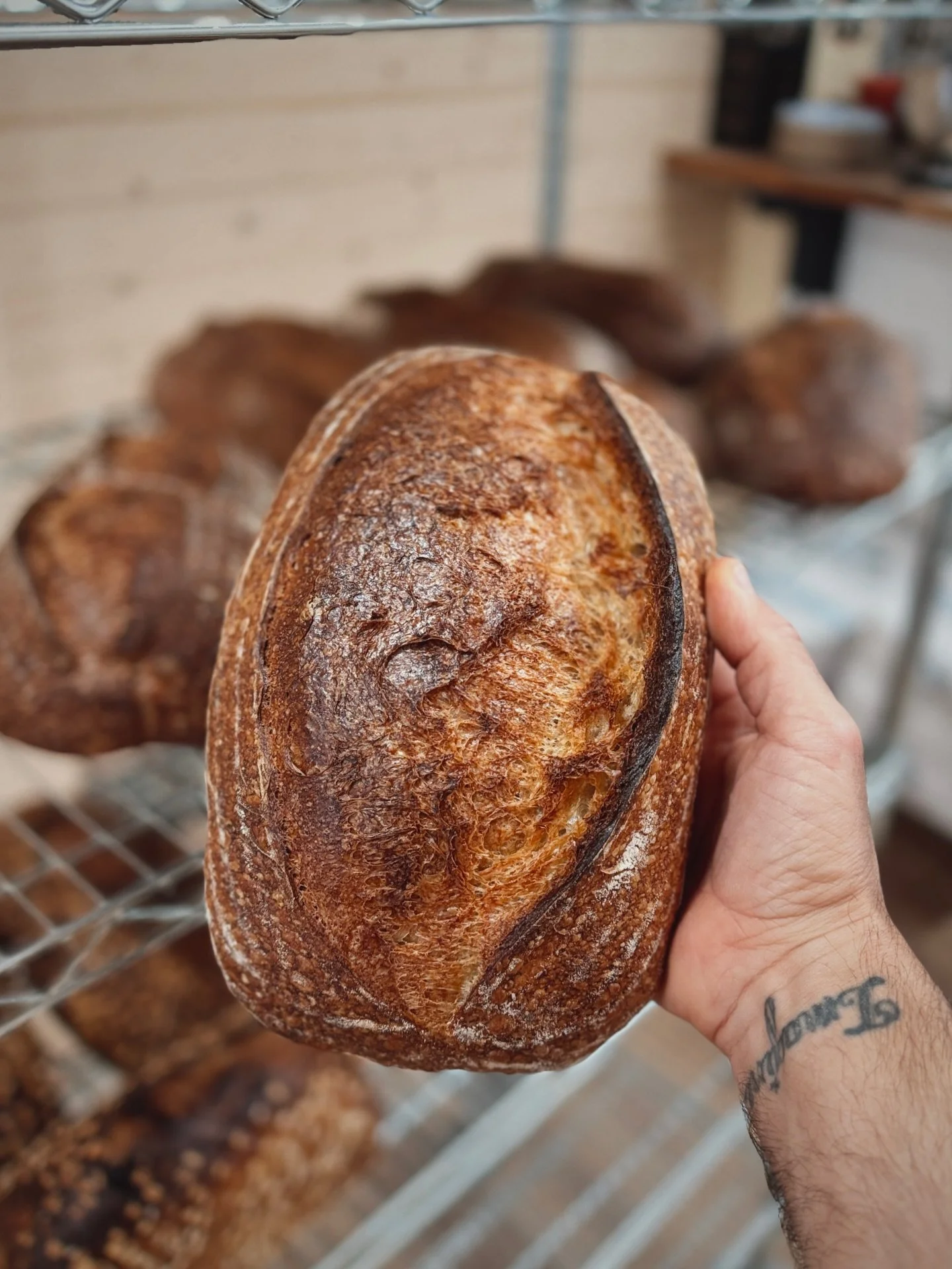 💥💥💥Weather might be shit today 
but the bread is fine as hell! 💥💥💥 
Bakery is warm and dry! 

#sourdough #wholegrain #bakery
