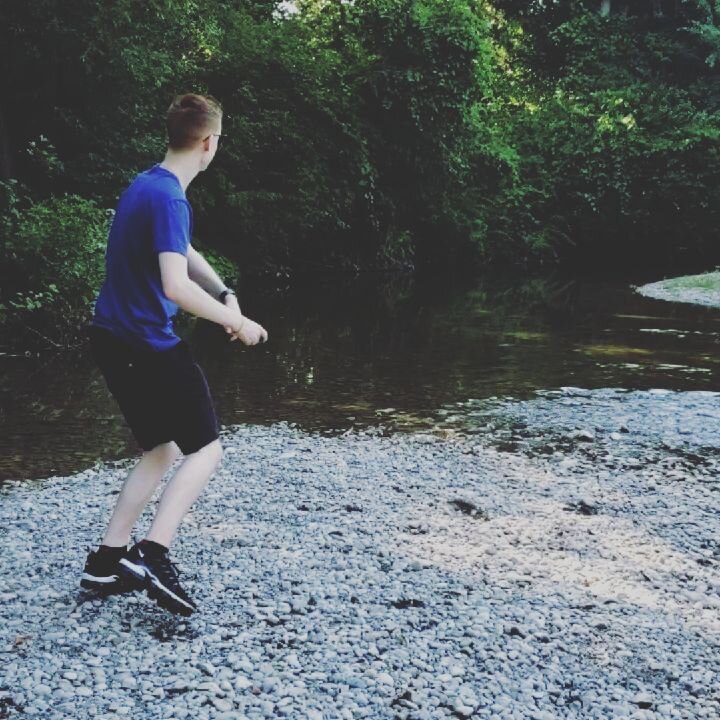 So @shannond222 &amp; I tried skipping rocks yesterday. It would seem we have very different strategies. Ignore the look of disappointment on my face 💩