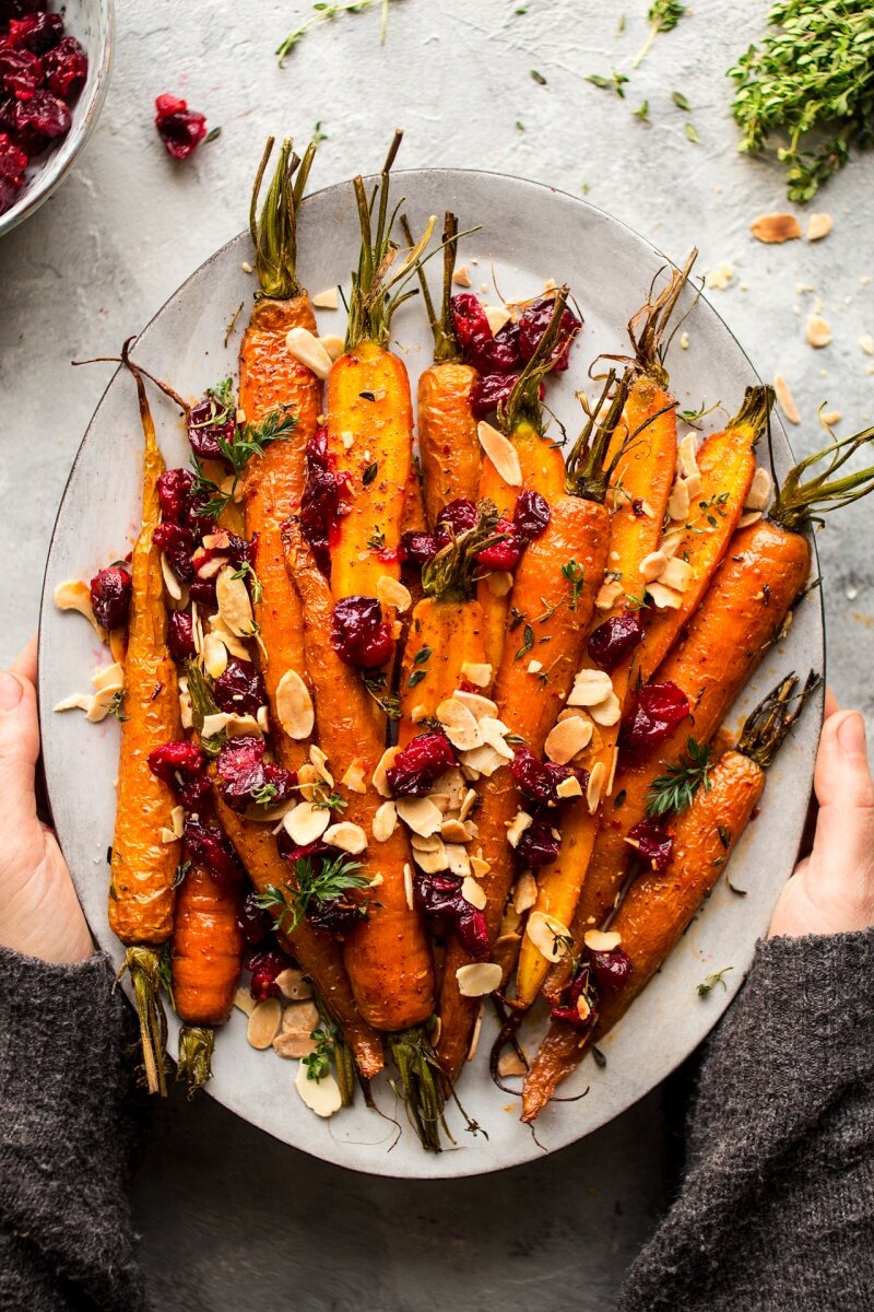 Maple Roasted Carrots With Cranberries 