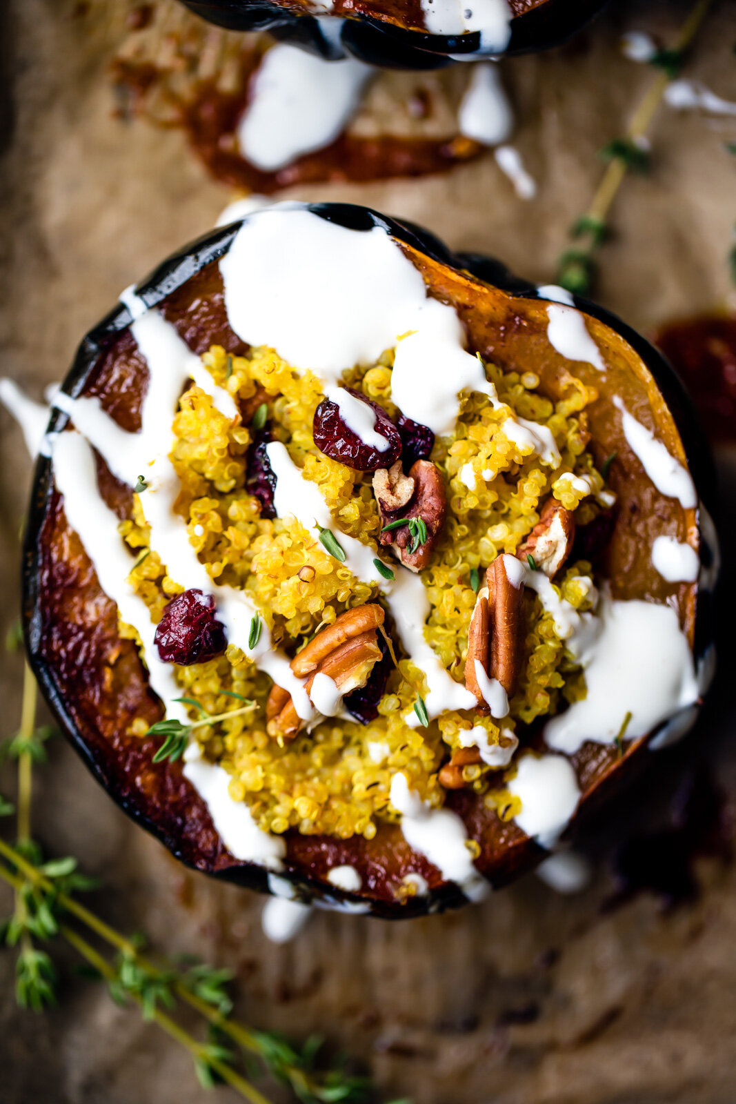 Pecan Quinoa Stuffed Acorn Squash