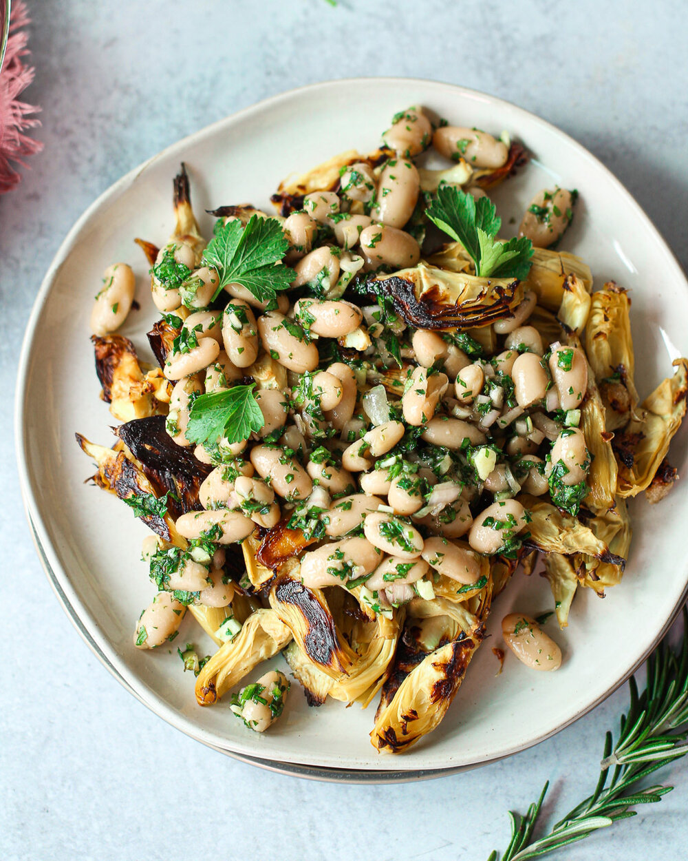 Roasted Artichoke and Marinated White Bean Salad