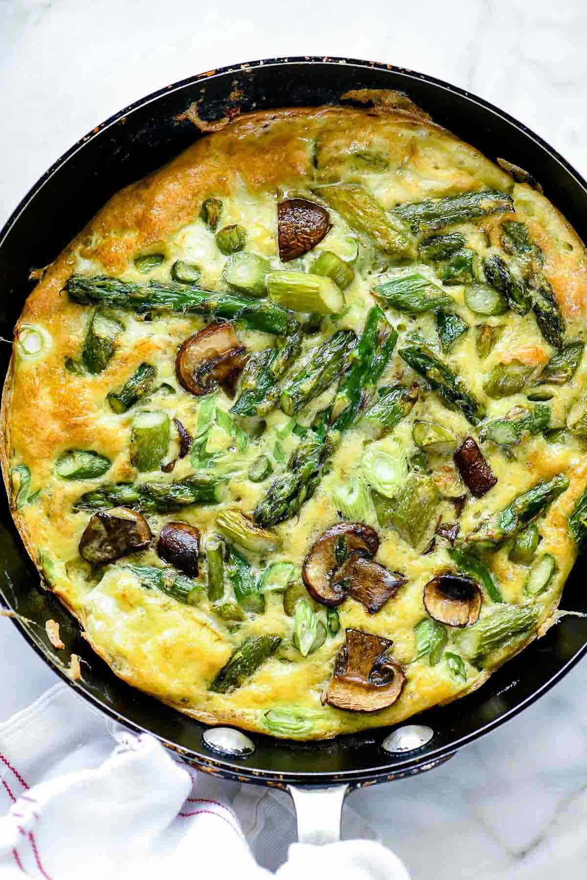Asparagus And Mushroom Frittata With Goat Cheese