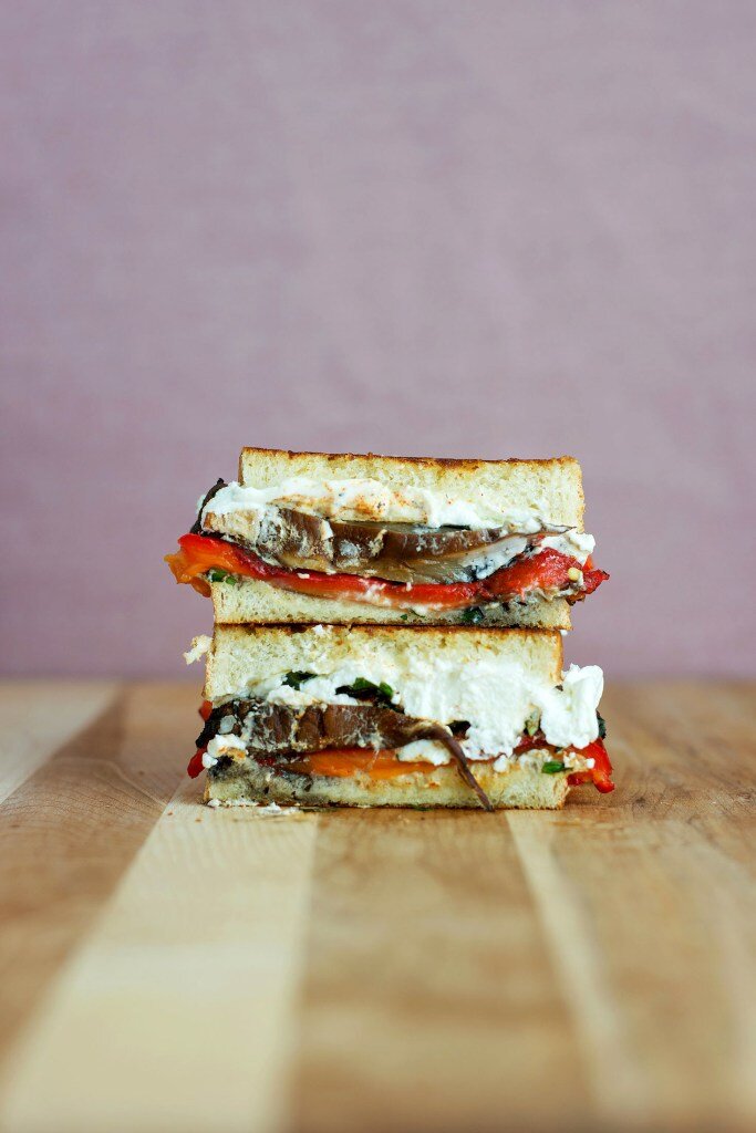 Roasted Red Pepper, Portobello &amp; Goat Cheese Grilled Cheese