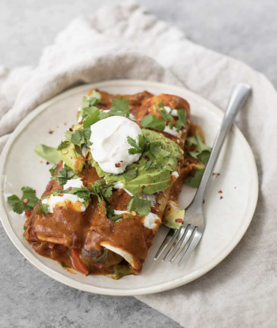 Veggie fajita enchiladas