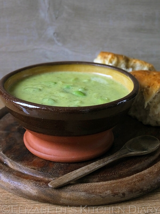 Broad Bean And Courgette Soup With Gouda