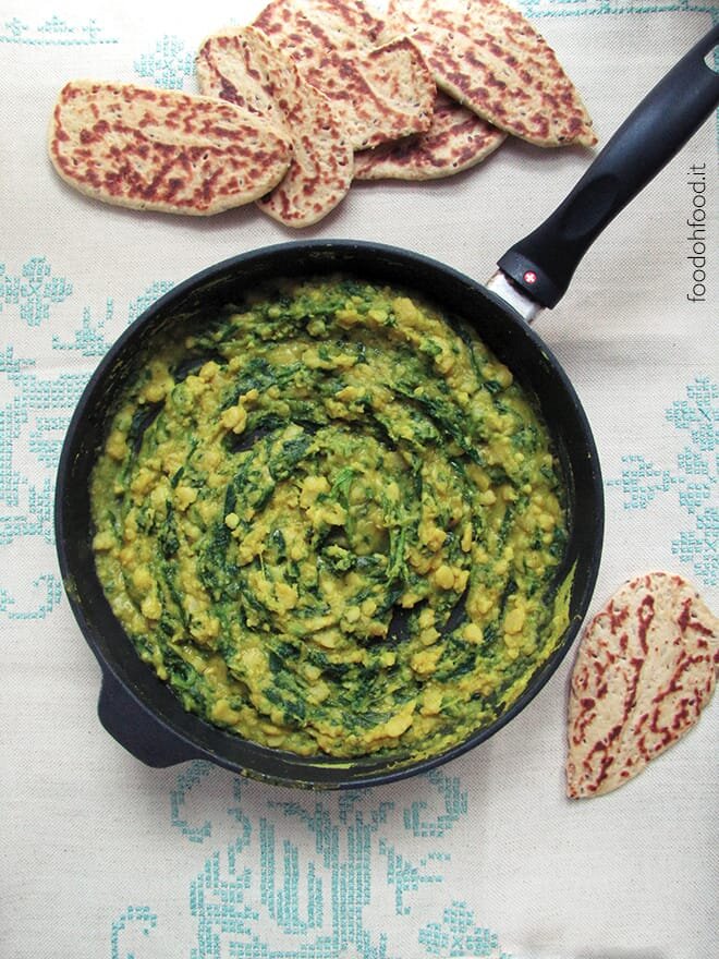 Dried Fava Bean and Spinach Daal