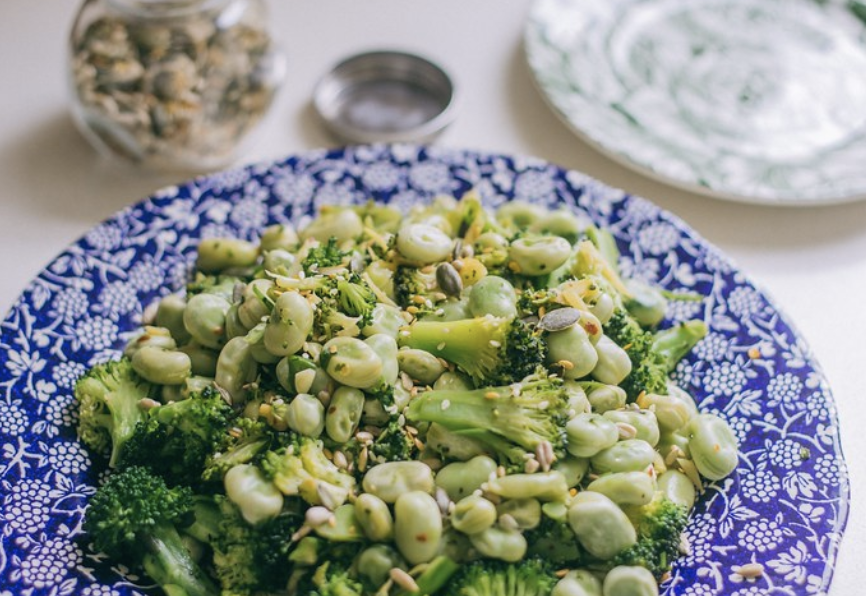 Asian Broad Bean and Broccoli Salad
