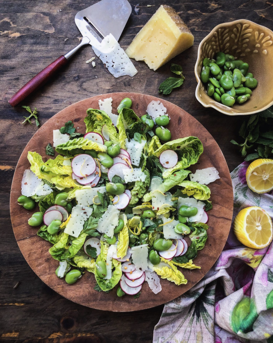 Fava Bean Mint and Manchego Salad 