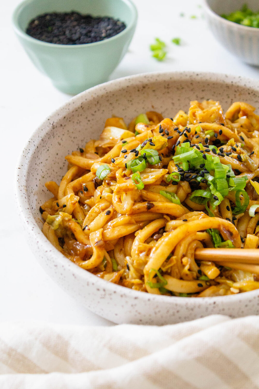 Vegan Udon Noodle Cabbage Stir Fry
