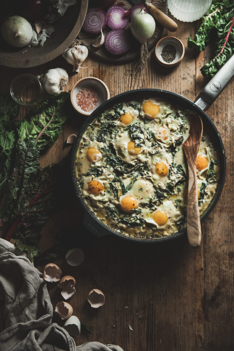 Creamy Swiss Chard Eggs