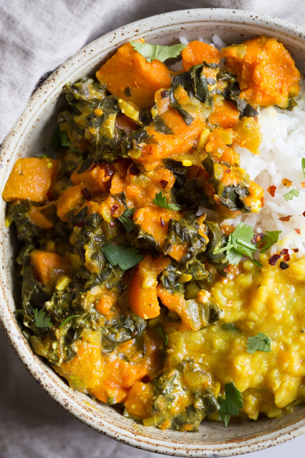 Instant Pot Saag Aloo - Sweet Potatoes and Chard Curry