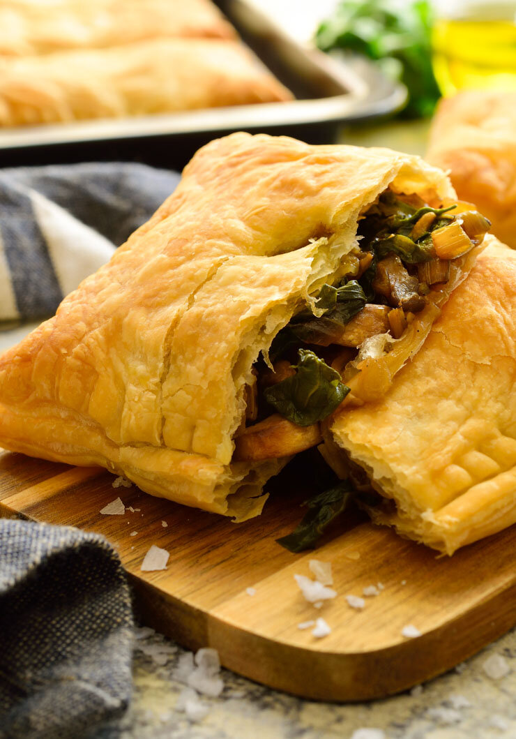 Swiss Chard and Mushroom Stuffed Puff Pastries